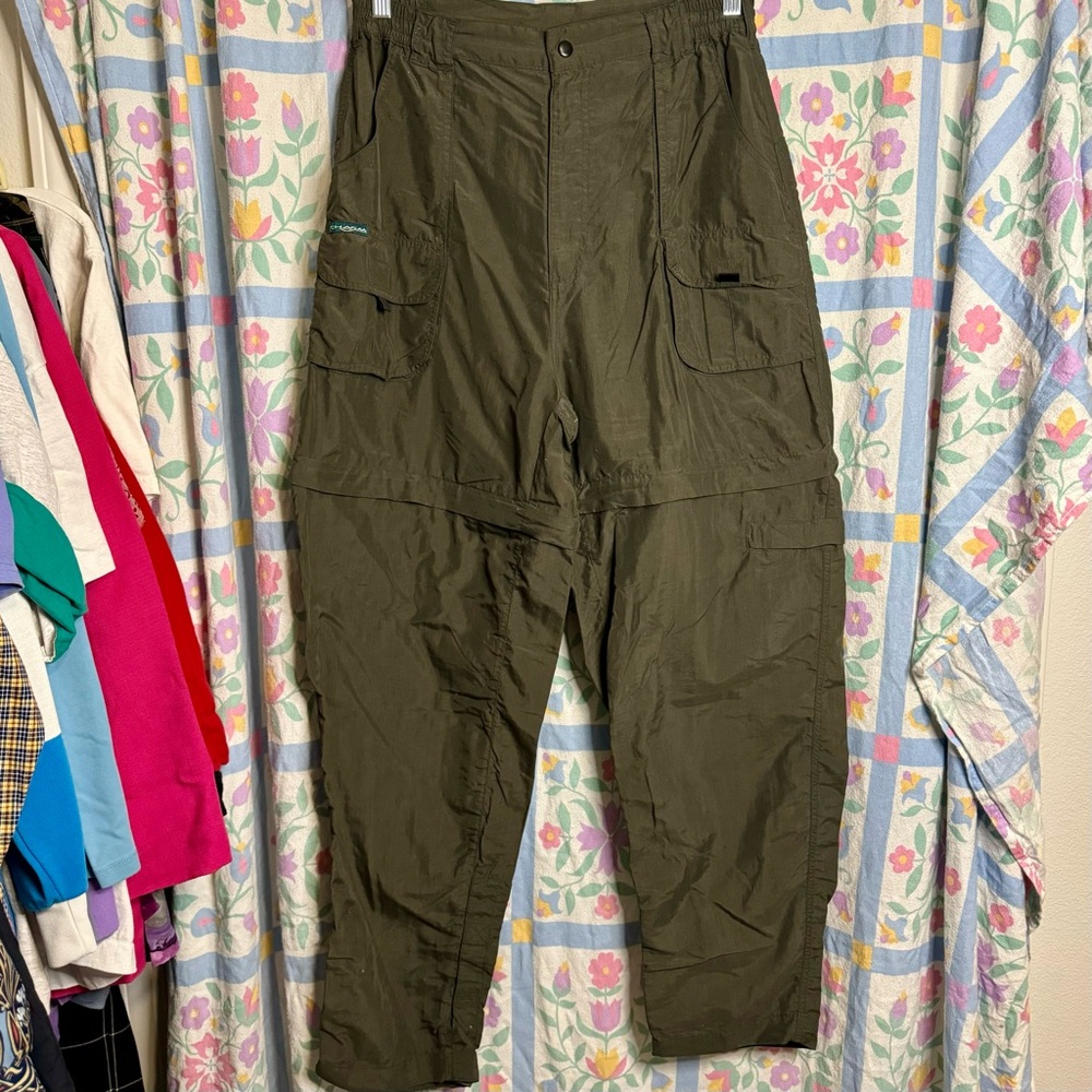 Vintage Chasm Army Green Zip Off Hiking Cargo Pants With Multiple Pockets